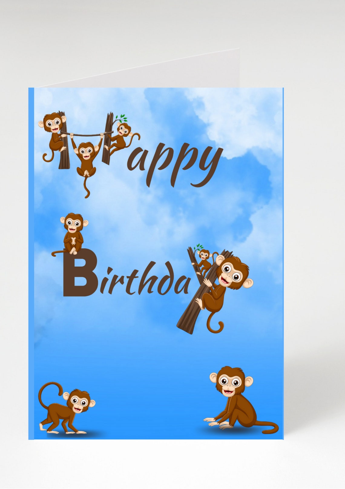 Happy Birthday monkeys Printable card Monkeys printable | Etsy