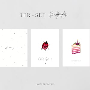 Postkarten Set | 3 Stück, DIN A6 | Aquarell Kunstdruck