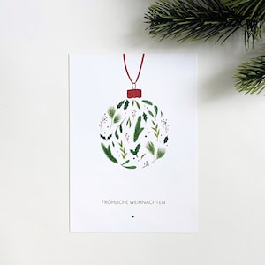 Postkarte Weihnachtskugel | DIN A6 Weihnachten | Aquarell Kugel