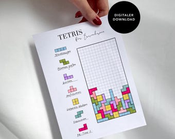 Tetris for adults | Digital download in 3 sizes: A4, A5, Personal | File for printing | PDF, PNG