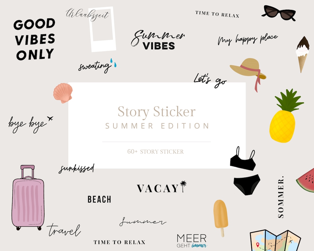 60+ Instagram Story Sticker | Summer Edition Summer Holiday - Etsy