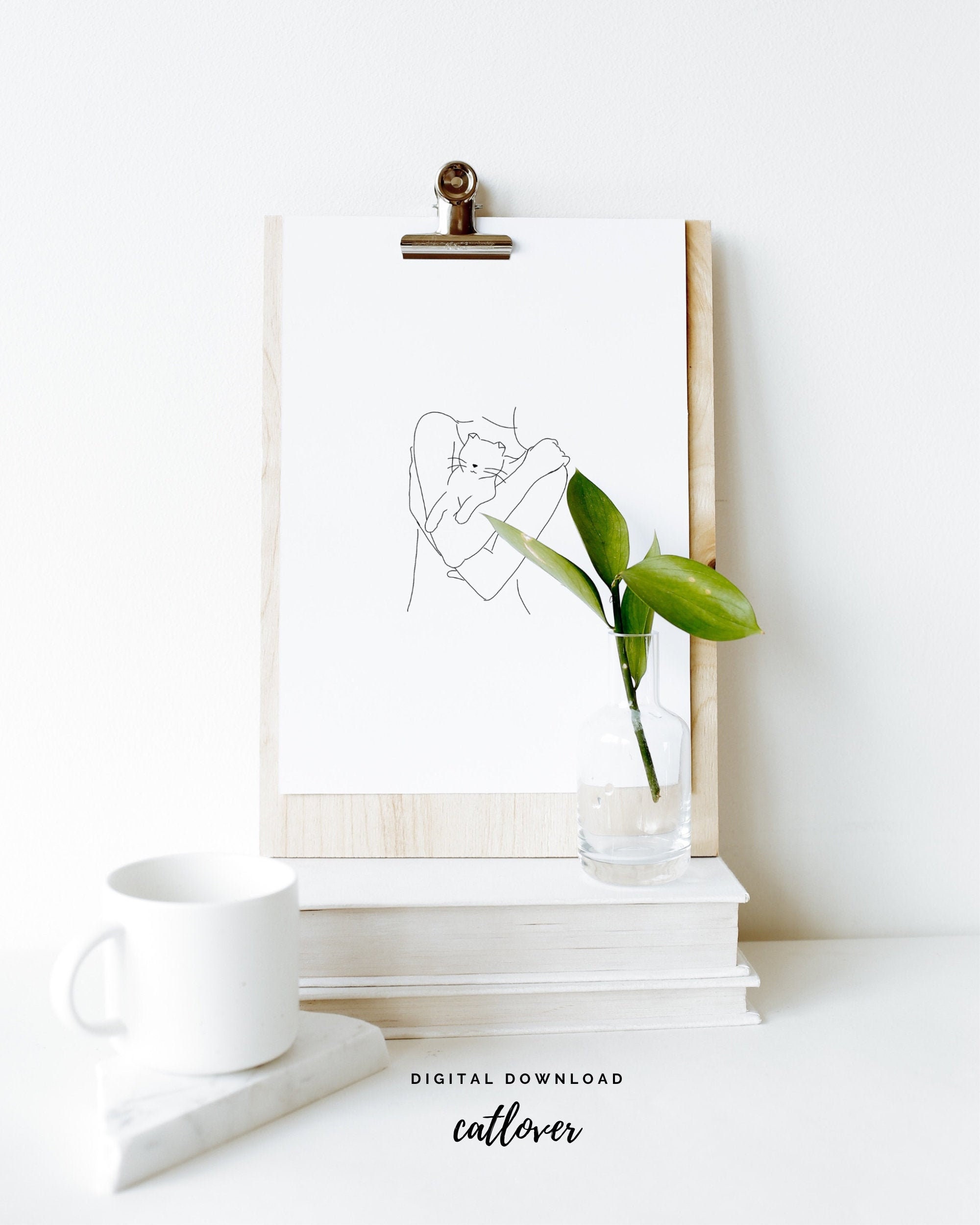 Catlover Poster | digital download, line art, printable, catmom