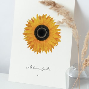 Postkarte Alles Liebe | DIN A6 Geburtstag | Aquarell Sonnenblume