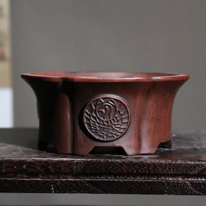Yixing bonsai pot multi-petal totem flowerpot simple retro old style bonsai pot home decoration potted plant pot