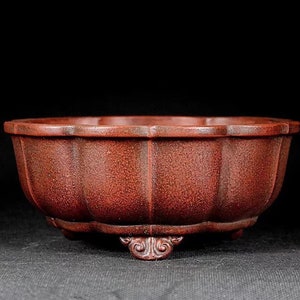 Yixing purple sand flower pot  old style bonsai pot cloud foot lotus shaped bonsai pot succulent seeder green plant exhibition bonsai pot