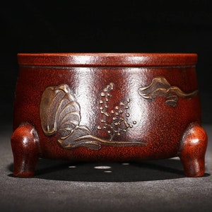Vaso de bonsai estilo chinês redondo de três pernas mini vaso de flores pintura retrô vaso de bonsai estilo antigo plantador suculento decoração para casa