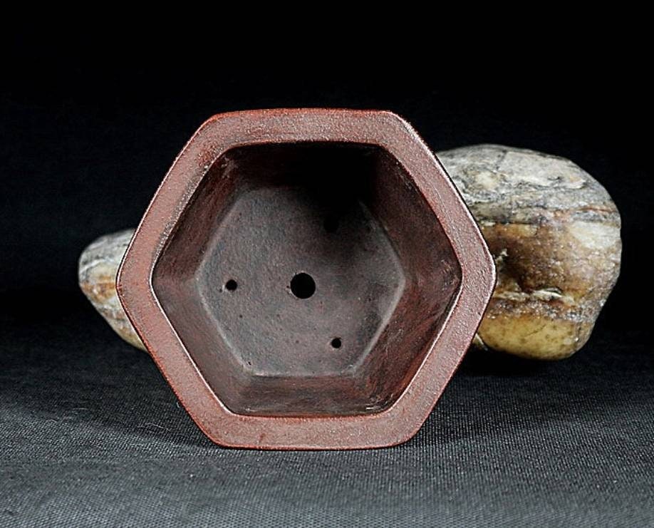 ミニ六角盆栽鉢宜興紫砂陶器植木鉢シンプルなレトロ絵画古いスタイルの