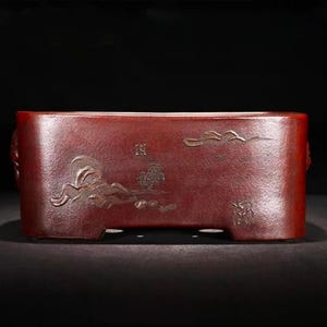 Rechteckige Bonsaischale Retro Tierkopf Yixing lila Sand Blumentopf Schlammmalerei alten Stil Blumentopf grün Pflanzenausstellung Bonsaischale