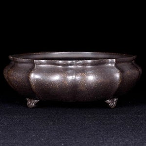 Retro diamond-shaped bonsai pot Yixing purple sand flower pot simple unglazed flower pot succulent planter green plant bonsai pot