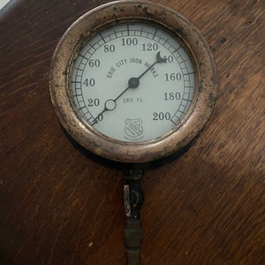 Large 6” Early 1900 Vintage Brass Ashcroft Pressure Gauge, Steam Boiler Antique