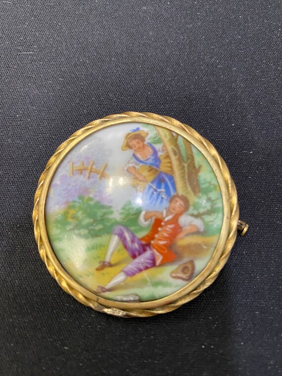 Antique Limoges hand painted "LOVERS FLIRTING" Porce… Gem