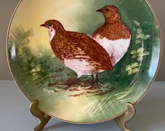 Limoges LRL cabinet Plate &quot;Pair of Quail&quot; artist signed CUECQ