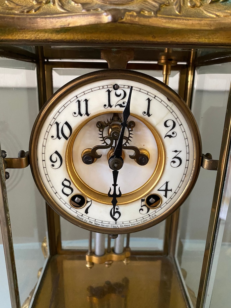 Antique New Haven Clock Co. Ornate Crystal Regulator Clock Etsy