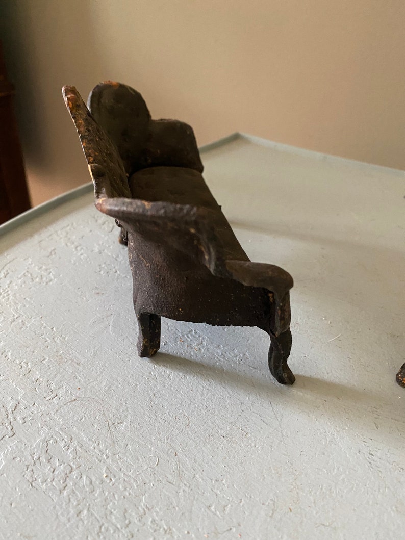 Vintage Cast Iron Dollhouse Furniture Victorian Settee & Chair Etsy