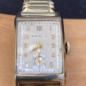 1930s Watham Curvex Art Deco  Men&#39;s 17J 10k  Gold Watch