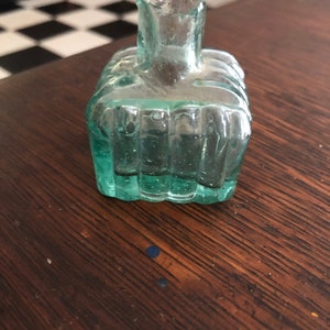 Rare! Antique Civil War Relic  aqua colored 4 Side Ink Bottle