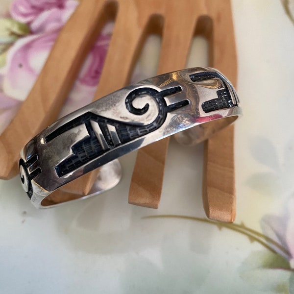 Southwestern Native Sterling Silver Cuff Bracelet Navajo