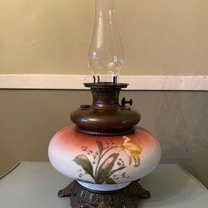 Antique B & H Bradley and Hubbard porcelain copper Parlor Lamp ~ Electrified!