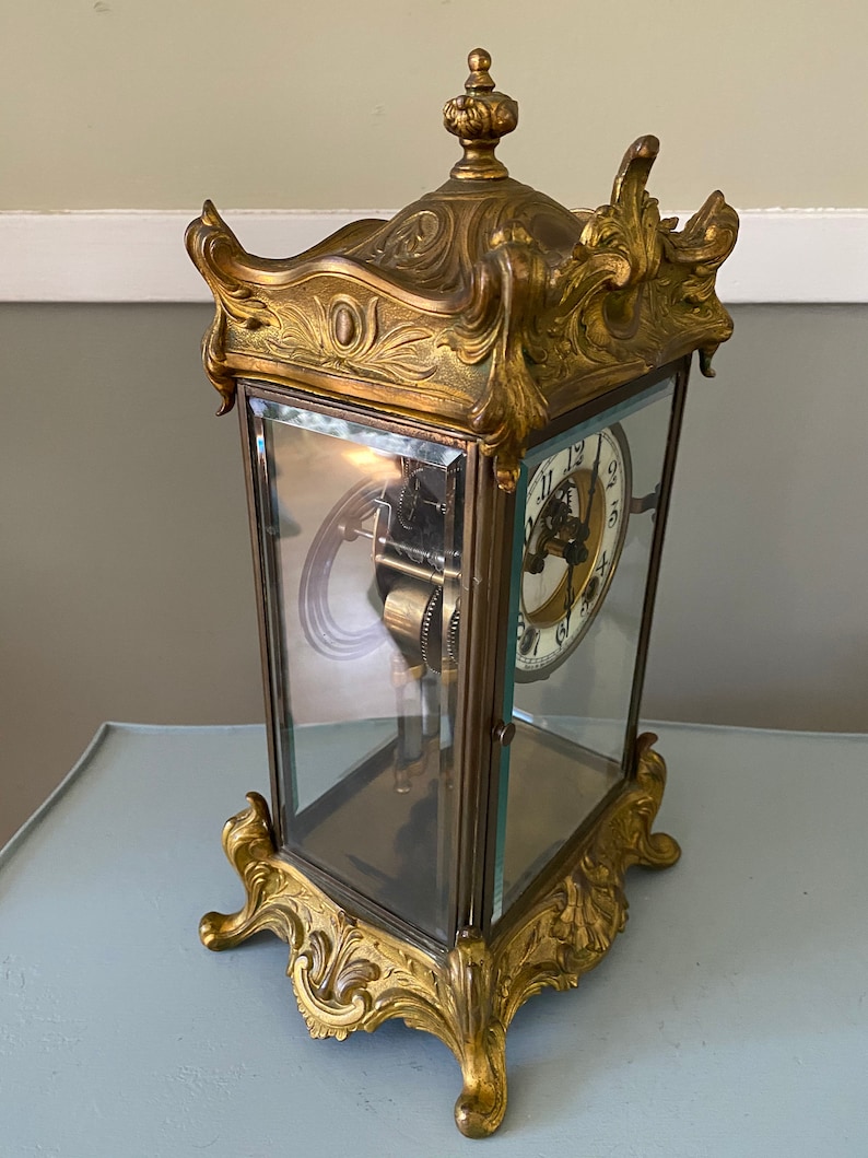 Antique New Haven Clock Co. Ornate Crystal Regulator Clock Etsy