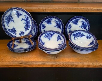 Antique 20 Piece Flow Blue 