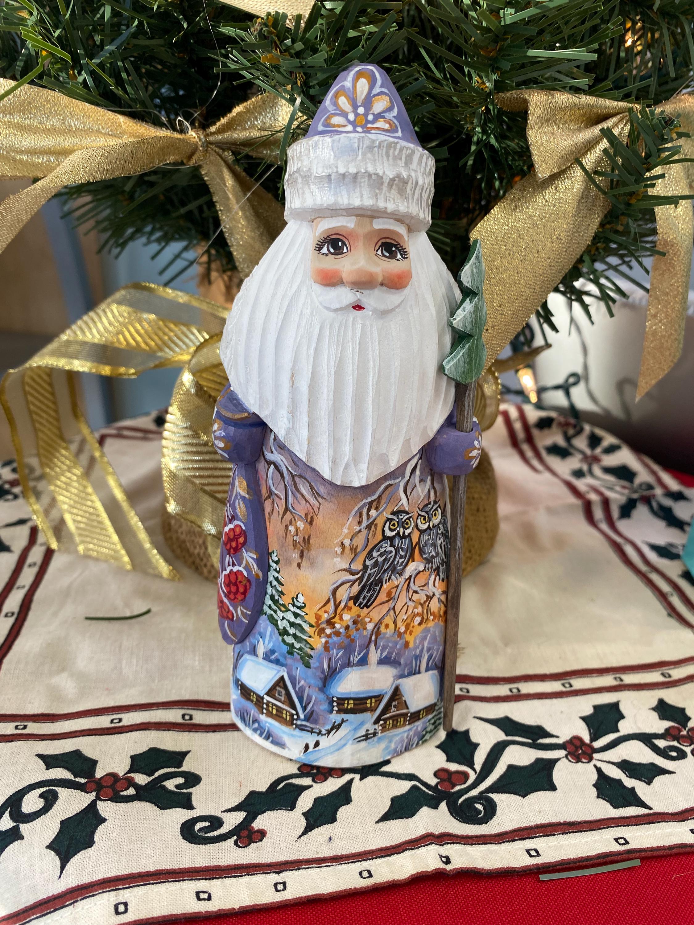Hand Carved Wooden Santa Claus ( Russian Ded Moroz or Grandfather