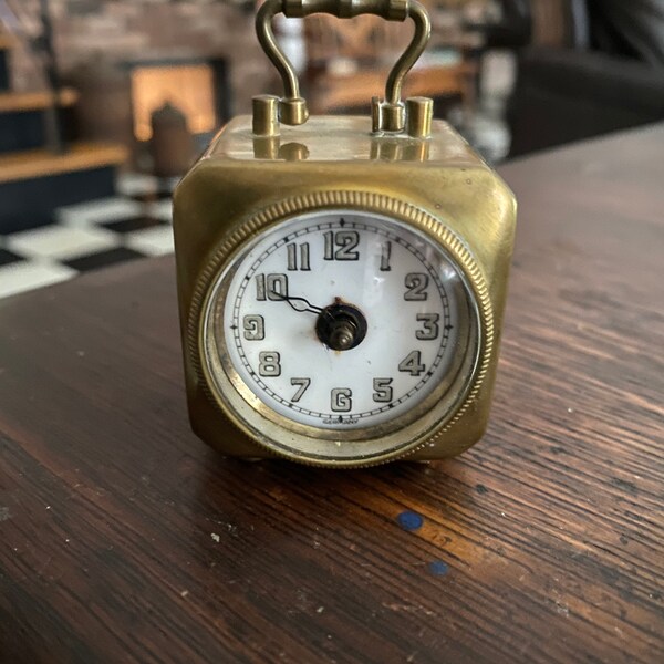 Antique Miniature German Brass Carriage Clock