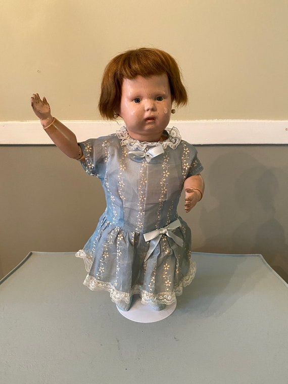 * antique baby doll ୨୧ * 小さな陶器製 の女の子 Antique 16” Schoenhut Jointed Wood Body Girl Doll - Etsy