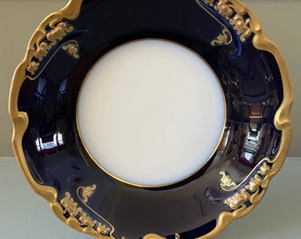 Antique J&P Pouyat  Limoges cobalt 24k Gilt Bowl