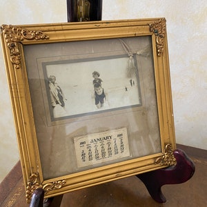 1915 Calendar Photograph in ornate Wood gilt Frame