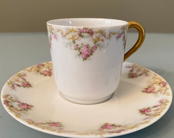 T & V Limoges France porcelain Demitasse Cup and Saucer