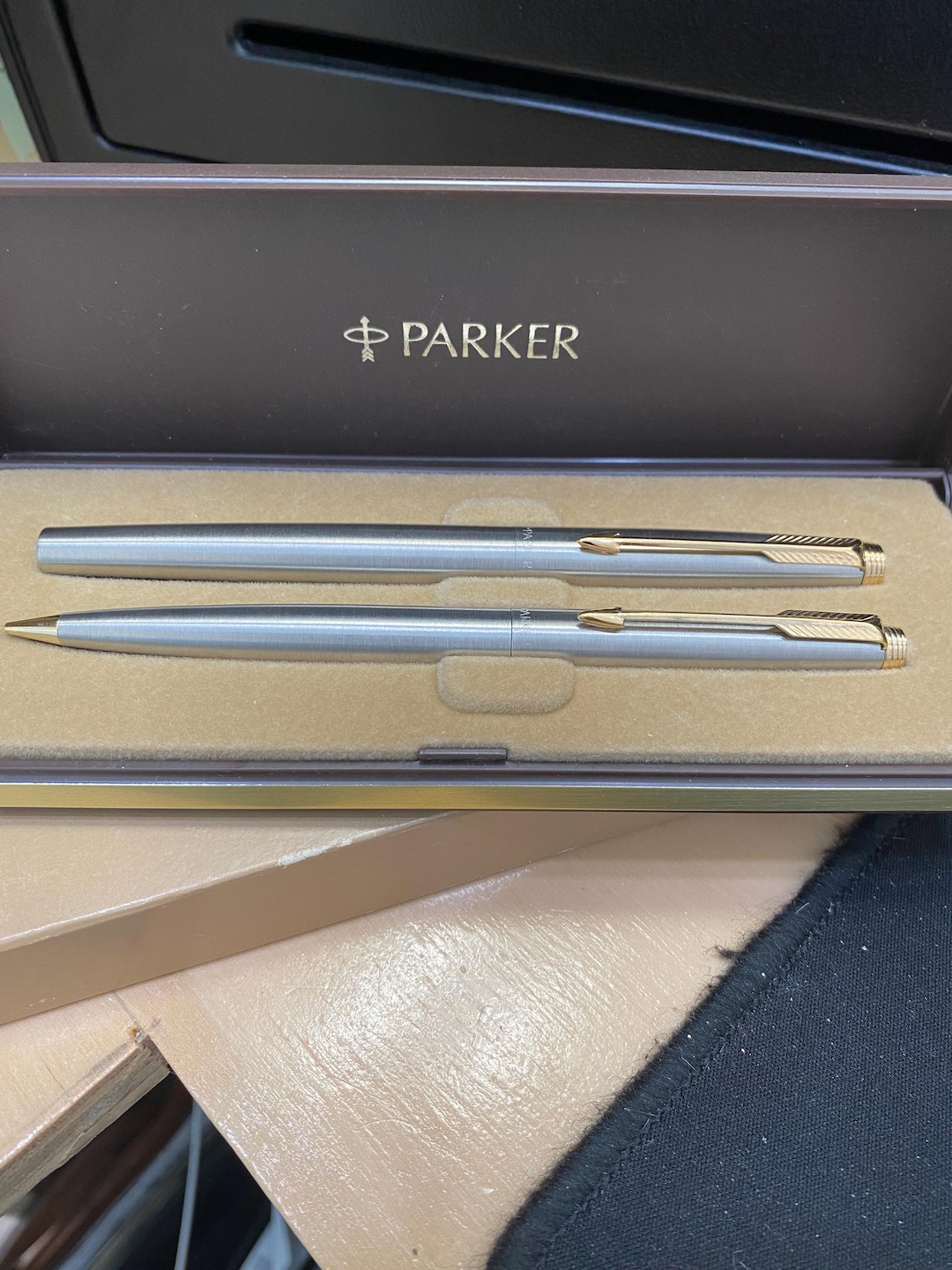 Vintage PARKER 14k Gold Nib Fountain Pen & Mechanical Pencil Set in ...
