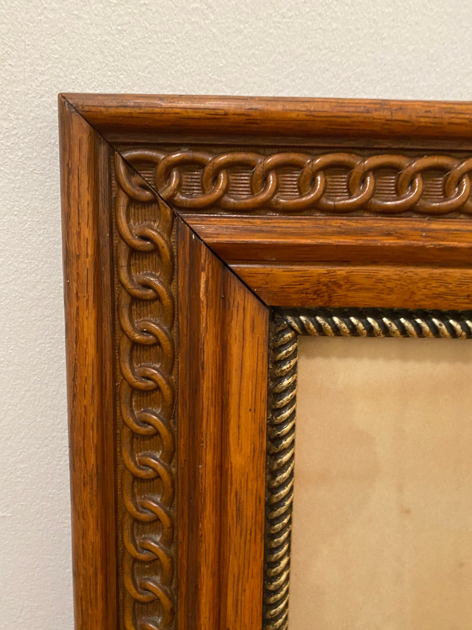 Antique Oak Picture Frame Bakelite Chain Decoration Etsy