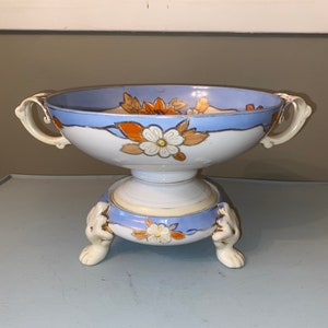 Rare Antique Noritake 2pc Comport Centerpiece Bowl ~ Red M Mark
