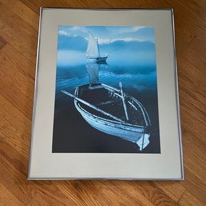 Vintage Nautical Boats Print ~ Modern Chrome Frame