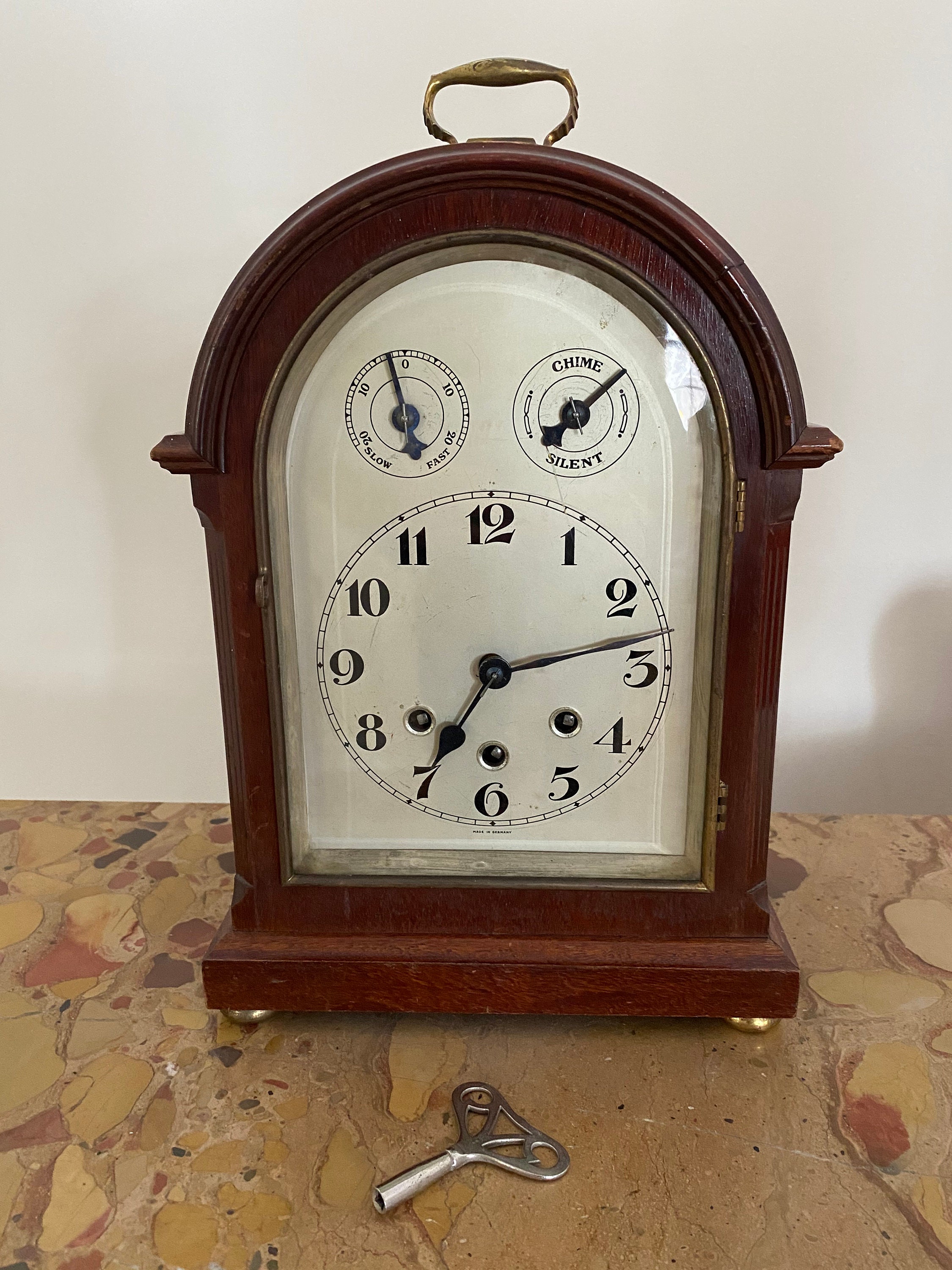 Antique Friedrich Mauthe wood German  Mantle Clock ~ Westminster Chimes