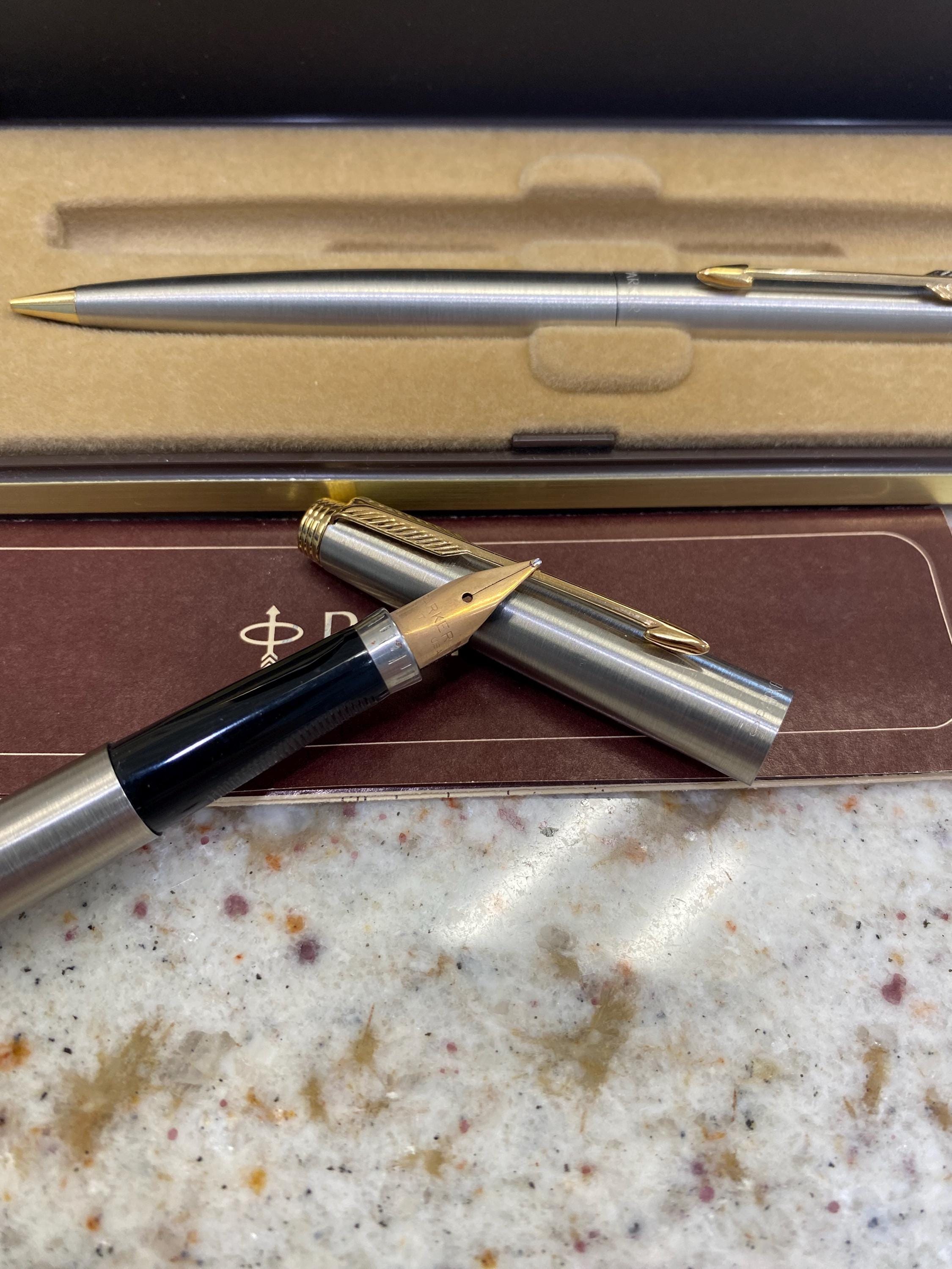 Vintage PARKER 14k Gold Nib Fountain Pen & Mechanical Pencil Set in ...