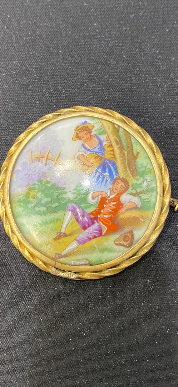 Antique Limoges hand painted "LOVERS FLIRTING" Porce… Gem