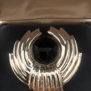 Vintage Taxco Mexico Onyx Sterling Silver 925 Wreath Brooch