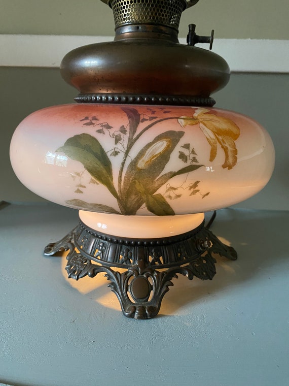 Antique B & H Bradley and Hubbard Porcelain Copper Parlor Lamp 
