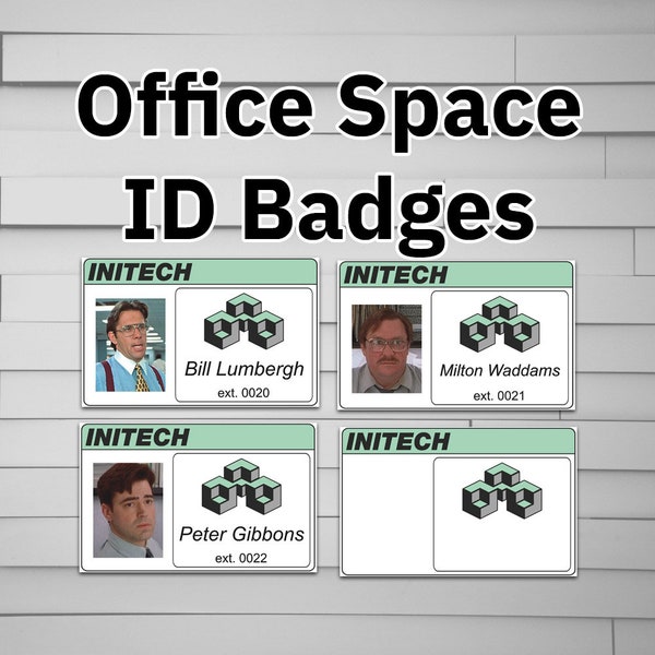 Initech Parodie Prop ID Badge op een gelamineerde ID-kaart (Kantoorruimte Bill Lumbergh Gepersonaliseerd Aangepast)