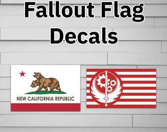 Fallout Flag Decal (Sticker, NCR BOS New California Republic Brotherhood of Steel)Car laptop window tumbler water bottle) video game