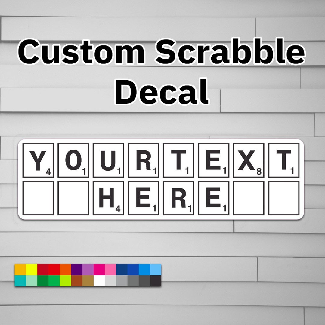 Scrabble Decal Personalized Vinyl Decal Custom for Car Laptop Window Tumbler Water Bottle