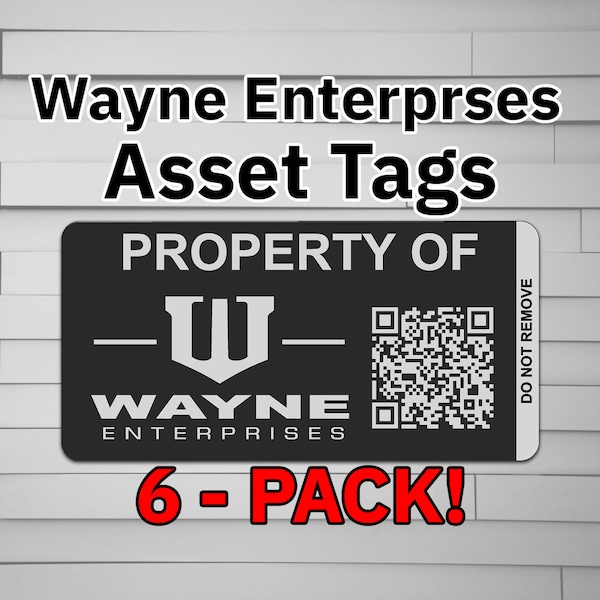 Wayne Enterprises Asset Tags (Vinyl Decal Sticker, Car laptop window tumbler water bottle) logo symbol