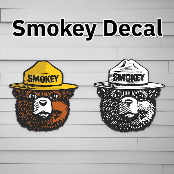 Smokey Bear Decal (sticker for Car laptop window tumbler water bottle) Logo firefighter forest service fires prevent only you can