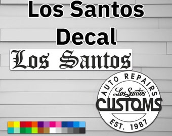 Los Santos Vinyl Aufkleber (Vinylsticker, Auto Laptop Fenster Tumbler Wasserflasche) Videospiel Auto Zoll San Andreas Auto Body Shop Diebstahl