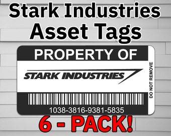 Stark Industries Asset Tags (Vinyl Decal Sticker, Car laptop window tumbler water bottle) logo symbol tony sci-fi movie