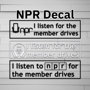 NPR Member Drives Decal, Logo, Retro, Headphone Car, Window Decal, Window Sticker, Laptop Decal, Laptop Sticker, Phone Decal, Phone Sticker