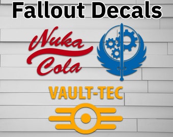 Fallout Nuka Cola Vault-Tec Vinyl Sticker (Sticker, Auto laptop venster tuimelaar waterfles) video game broederschap van staal new vegas vaultboy