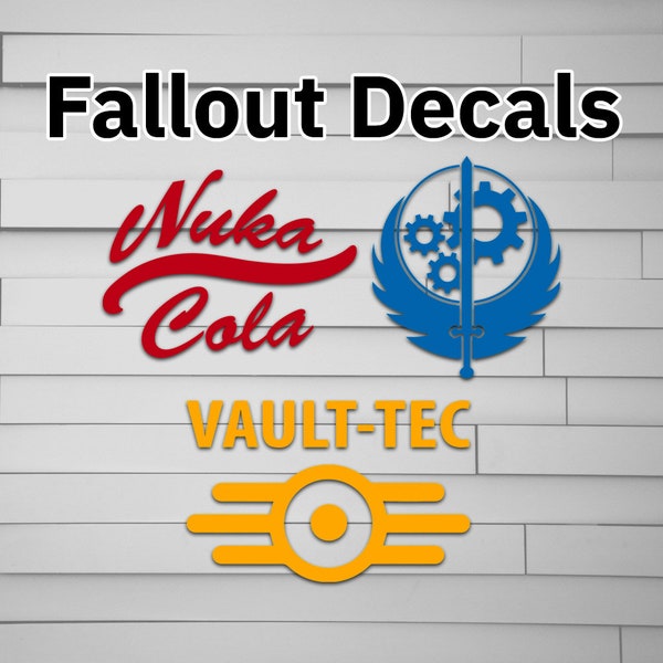 Fallout Nuka Cola Vault-Tec vinyle autocollant (autocollant, voiture ordinateur portable fenêtre gobelet bouteille d'eau) jeu vidéo fraternité d'acier new vegas voûte