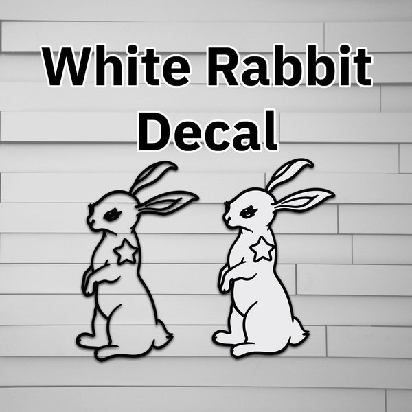 White Rabbit Vinyl Sticker (matrix) (voor Car laptop venster tuimelaar waterfles) alice in wonderland